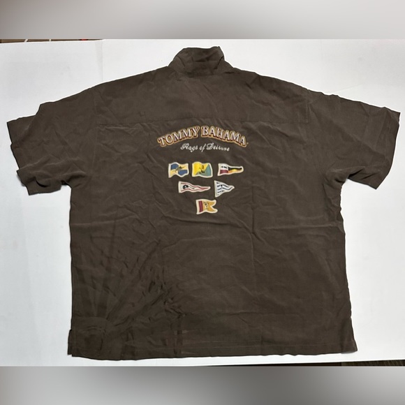 Tommy Bahama Brown 100% Silk Button-down Short Sleeve Shirt Men's sz XXL - Picture 3 of 4